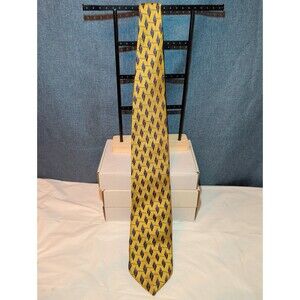 Vintage Edwards Michigan Silk Tie Gold Geometric Art Deco Men's Necktie 59"